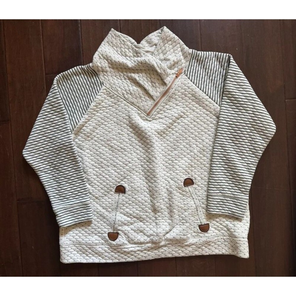 Maurice’s quilted pullover w/ asymmetrical cowl neck